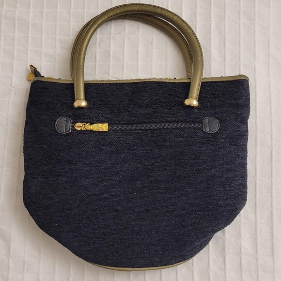 Malisha black and gold satchel. - Picture 2 of 7